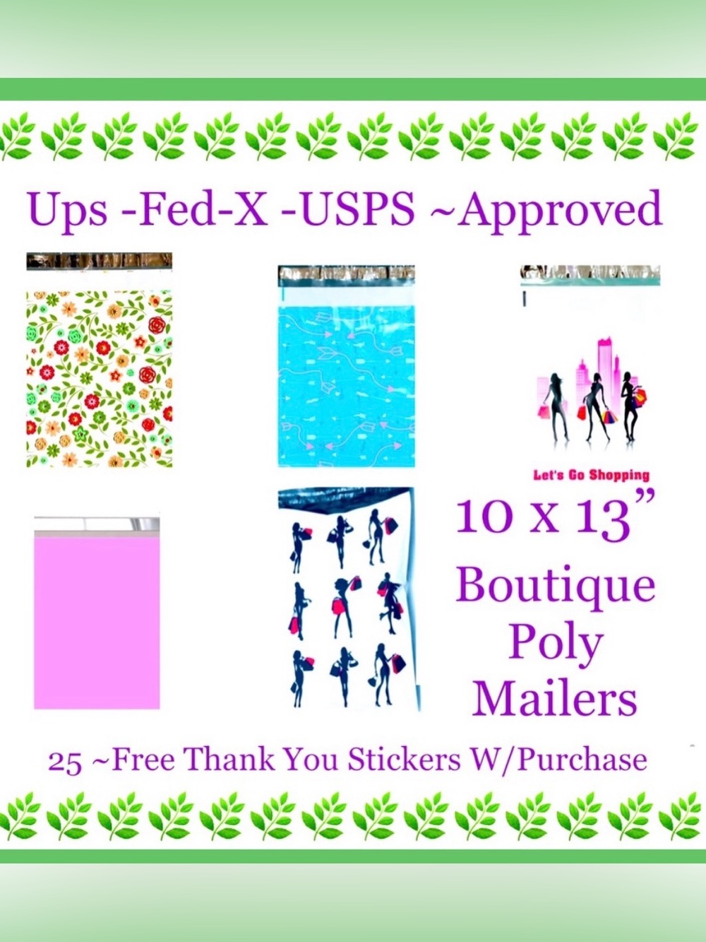 25ct ~ 10x13” Designer PolyMailers ⭐️🆕⭐️ 
5-Designs. 5ct- Per Each Design